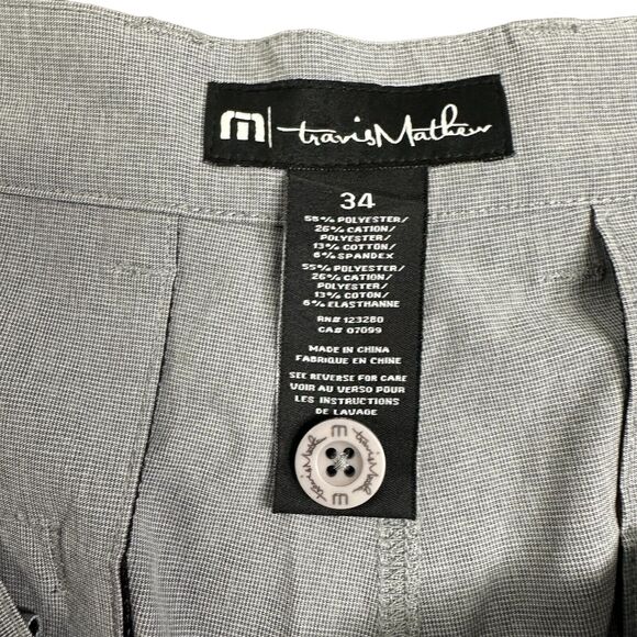 Travis Mathew Shorts Mens Size 34 Navy Check Flat Front Casual Walking Chino - Picture 4 of 7